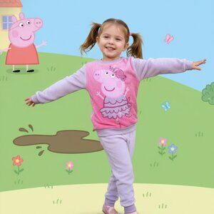 Peppa Pig Girls' Fleece Sweatshirt & Joggers – Pink Ballerina 2-Piece Set